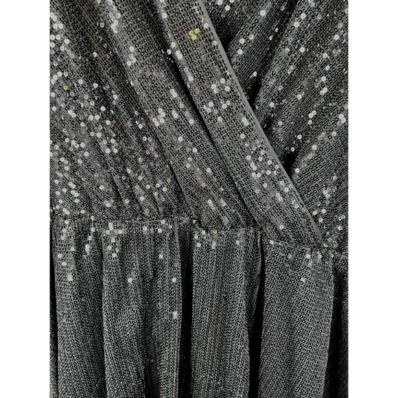 Boohoo Size 18 Sequin Kimono Sleeve Skater Dress Black Cocktail Party - Picture 5 of 14